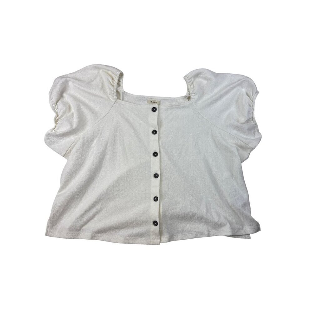 NEW Madewell Women's Top Jacquard Square Neck Puff Sleeve Cream Plus Size 4X